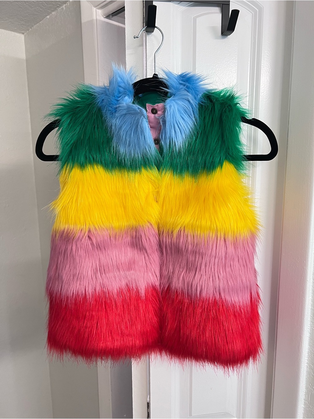 NWT Mini Boden Rainbow Faux Fur Vest